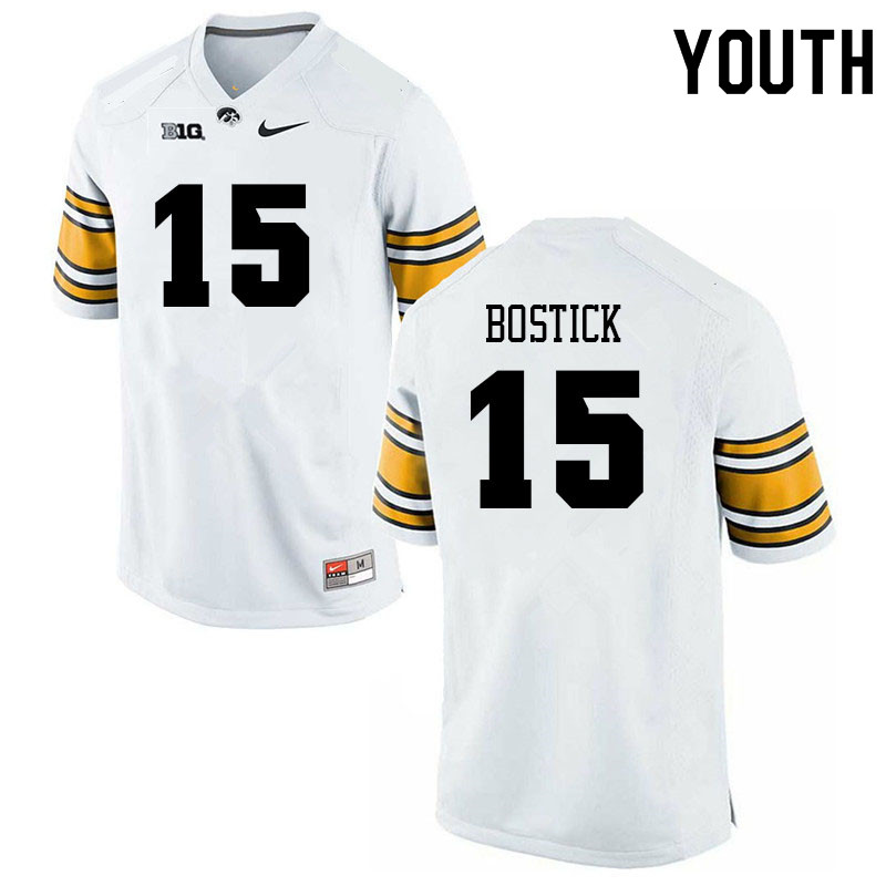 Youth #15 Jacob Bostick Iowa Hawkeyes College Football Alternate Jerseys Sale-White - Click Image to Close